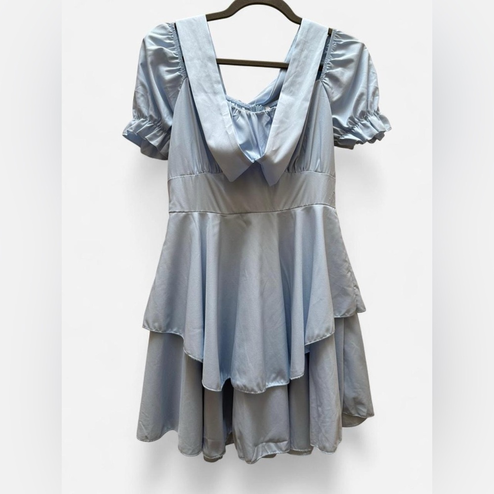 Shein Light Blue Tiered Mini Dress Size Small Cinderella Ruffle Coquette Sweet